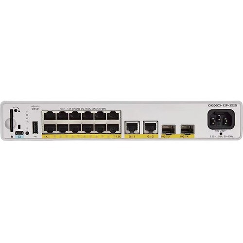 Cisco Catalyst 9200 C9200CX-12P-2X2G 12 Puertos Gestionable Conmutador Ethernet - Ethernet de 10 gigabits - 10GBase-T, 10G