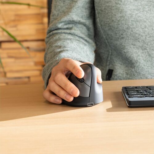 R-Go HE Break Vertical Mouse Rato - Bluetooth/Radiofrequência - USB Tipo C - Ótico - 5 Taste(n) - Preto - PC, Mac - Sem fi
