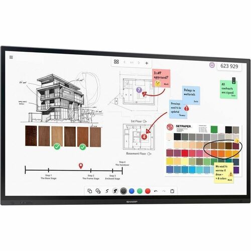 Sharp AQUOS BOARD PN-LA752 Collaboration Display - LCD - InGlass - Touchscreen - 16:9 Aspect Ratio - 3840 x 2160 - Direct 
