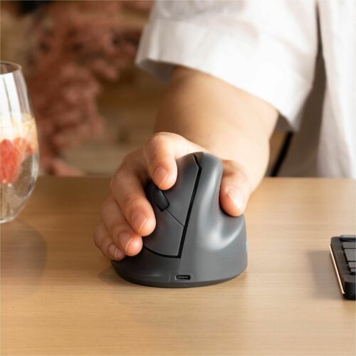R-Go HE Vertical mouse Maus - Bluetooth - USB Typ-A - Optisch - 3 Taste(n) - Grau - Kabellos - 10 m - 2,40 GHz - 1600 dpi 