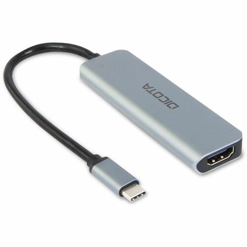 Dicota USB Type C Docking Station for Smartphone, Projector, TV - Charging Capability - Silver - 4K UHD - 3840 x 2160 - 4 
