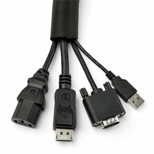 StarTech.com Cable Protection - Black - 1 Each Pack - Cable Sleeve - 4.6 m Length - Nylon, Polyester
