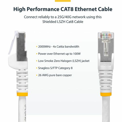 StarTech.com 3 m Category 8 Network Cable - 1 - Cable for Network Device, Switch, Access Point - First End: 1 x RJ-45 Netw