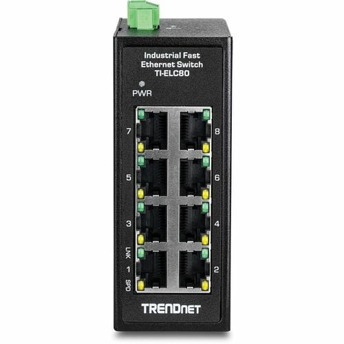 TRENDnet TI-ELC80 8 Ports Ethernet Switch - Fast Ethernet - 10/100Base-T - 2 Layer Supported - 1.68 W Power Consumption - 