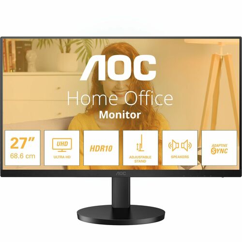 AOC U27B3AF 27" (68.6 cm) Class 4K UHD LED Monitor - 16:9 - Matte Black - 27" (68.6 cm) Viewable - In-plane Switching (IPS