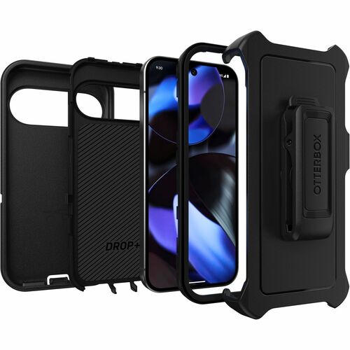 Sacoche de transport OtterBox Defender Durci - Étui Style Google Pixel 9, Pixel 9 Pro Smartphone - Noir - Résistant aux ch