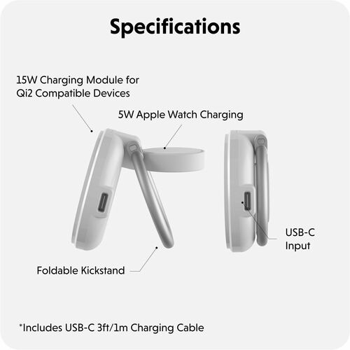 Targus HyperJuice HJ3310WHGL Induktionsladegerät - Weiß - für Smartwatch, Drahtlose Ohrhörer, Smartphone, Android-Gerät, Q