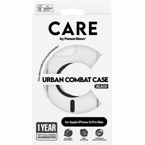 CARE Urban Combat Case for Apple iPhone 16 Pro Max Smartphone - Transparent, Black - Drop Resistant, Scratch Resistant, Sh