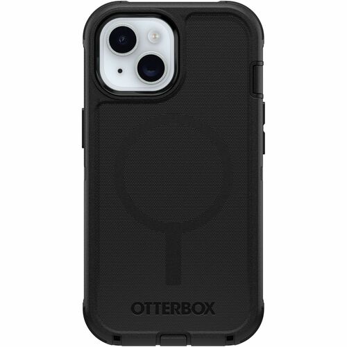OtterBox Defender Case for Apple iPhone 15, iPhone 14, iPhone 13 Smartphone - Texture Grip - Black - Retail - Damage Resis