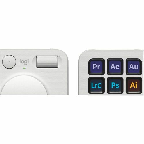 Logitech MX Creative Console Tastenfeld und Drehregler - Keypad, Kabel USB-Typ C, Pale Gray - Wählfeld, Kabellos, Bluetoot