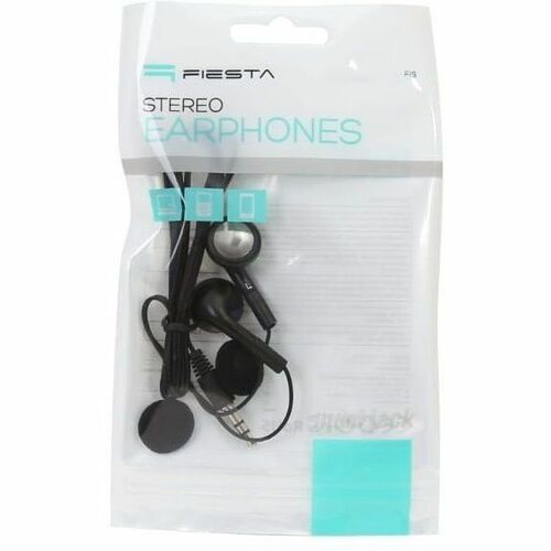 Fiesta XT6163 Wired Earbud Stereo Earset - Black - Binaural - In-ear - 32 Ohm - 20 Hz to 20 kHz - 80 cm Cable - Mini-phone