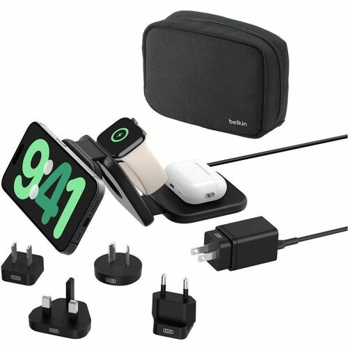 Belkin BoostCharge Pro Induktionsladegerät - Schwarz - für Qi2-fähiges Gerät, iPhone, Smartwatch, AirPod - Eingangsstecker