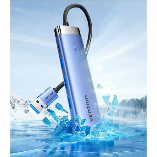 HUB USB-A 3.0 TO USB3.0X3/RJ45/ USB-C 0.15M BLUE ALUMINUM ALLOY