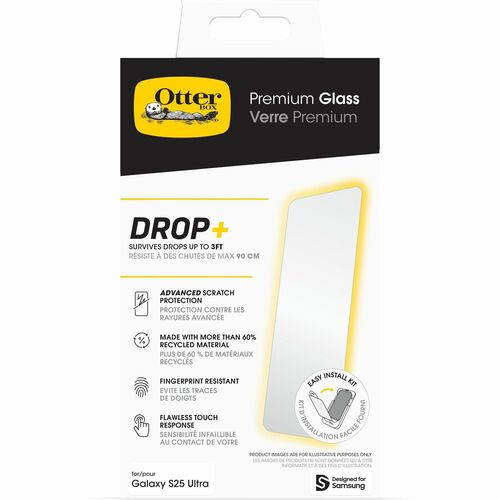 OtterBox Premium Glass 9H Aluminosilicate Tempered Glass Screen Protector for Samsung Galaxy S25 Ultra - Clear - 1 - For A