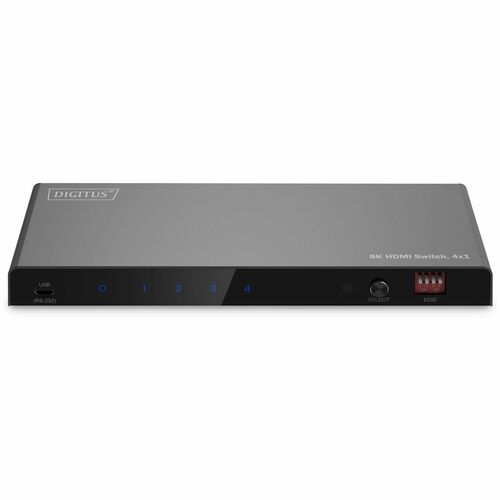 Digitus 8K HDMI Switch, 4x1. Video Porttyp: HDMI, USB-Port-Typ: Mikro-USB. Material: Metall, Produktfarbe: Schwarz, Maxima