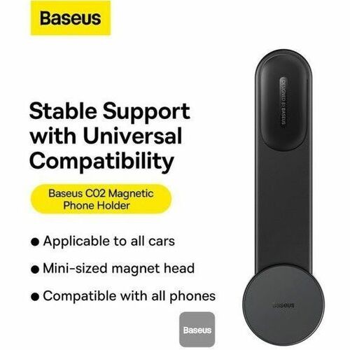Supporto per smartphone Baseus C02 - Paesaggio, Ritratto - Nickel, Titanio - Rotazione a 360°, Chiusura in velcro, Magneti