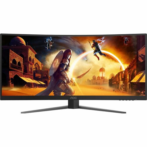 AOC CU34G4Z 34" (86.4 cm) Class UW-QHD Curved Screen Gaming LED Monitor - 21:9 - Black, Red - 34" (86.4 cm) Viewable - Fas