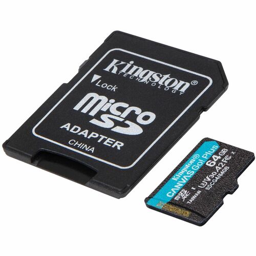 Kingston Canvas Go! Plus 64 GB Class 10/UHS-I (U3) microSDXC - V30 - 200 MB/s Lesegeschwindigkeit