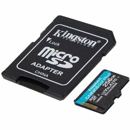 Kingston Canvas Go! Plus 256 GB Class 10/UHS-I (U3) V30 microSDXC - 200 MB/s Read - 160 MB/s Write