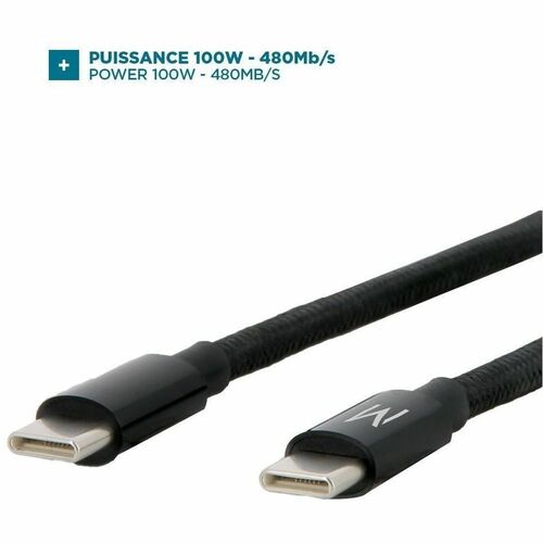 MOBILIS 1 m USB-C Datentransferkabel - Cable for Smartphone, Notebook, Tablet - 480 Mbit/s - Schwarz