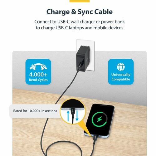 3M BLACK USB-C CHARGING CABLE 60W PD USB2CC3MBKE