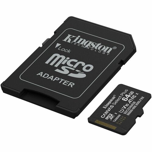 Kingston Canvas Select Plus 64 GB Class 10/UHS-I (U1) V10 microSDXC - 1 Each - 100 MB/s Read