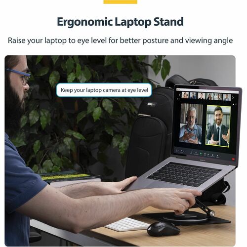 StarTech.com Ergonomischer Höhenverstellbarer Laptopständer, Dreh-Neigbar, Tragbar, Laptophalterung-Notebookständer, bis 5