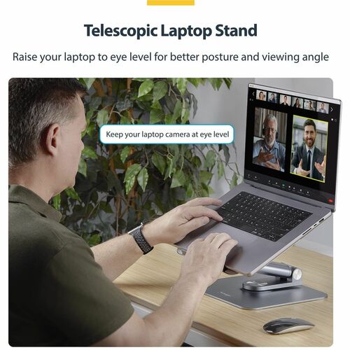 StarTech.com Height Adjustable Notebook Stand - 4.99 kg Load Capacity - 7.9 cm Height x 23.1 cm Width - Desk, Desktop - Si
