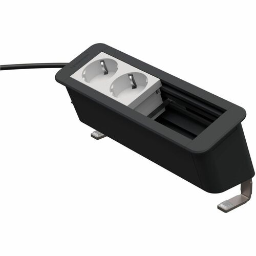 KINDERMANN CablePort Office desk Stromausgang - 2 x Netzanschlüsse Tabletop, Klemmhalterung, Tischmontage - Schiefergrau, 