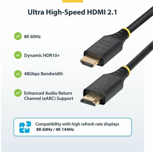 StarTech.com 3m Zertifiziertes Ultra High Speed HDMI Kabel, 8K 60Hz und 4K 120Hz, UHD HDMI 2.1 Kabel mit HDR10+ und eARC, 
