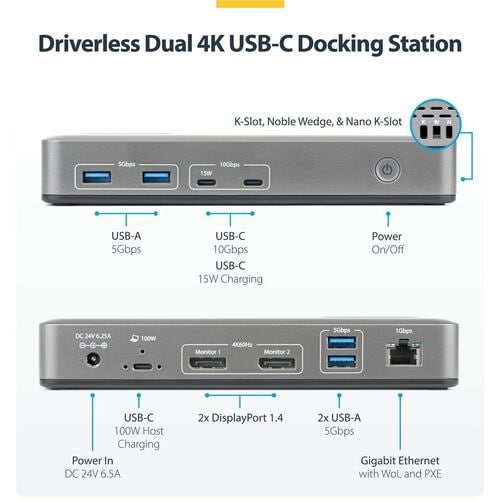 USB-C DOCK 2X DP 100W PD .