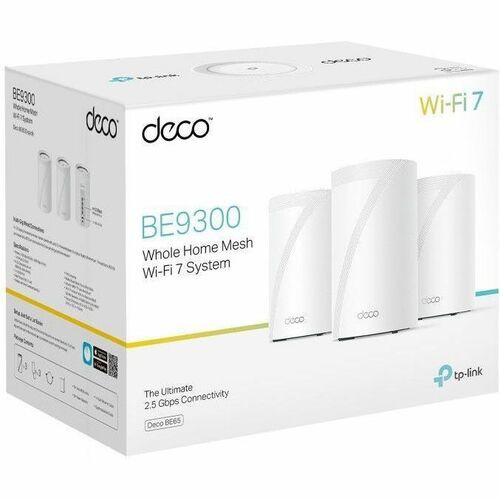 TP-Link Deco BE65 Wi-Fi 7 IEEE 802.11be  Wireless Router - Tri Band - 2.40 GHz ISM Band - 5 GHz UNII Band - 4 x Antenna(4 
