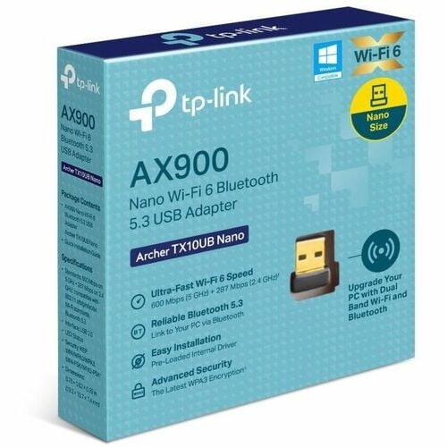TP-Link Archer TX10UB Nano IEEE 802.11 a/b/g/n/ac/ax Bluetooth 5.3 Dual Band Wi-Fi/Bluetooth Combo Adapter for Desktop Com