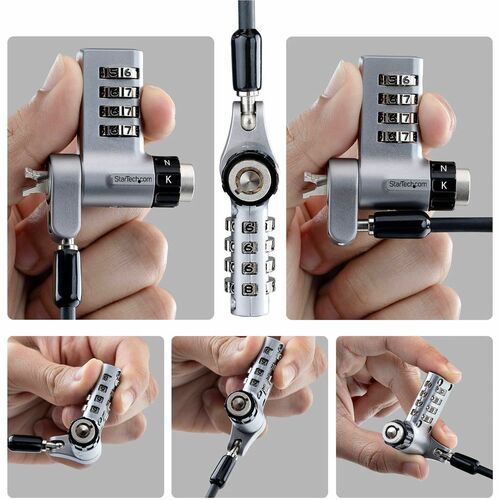 StarTech 10-Pack 3-in-1 Dual-Access Laptop Lock, 6.6ft (2m) Keyed Alike/Combination for Noble Wedge®/Nano/K-Slot; Anti-The
