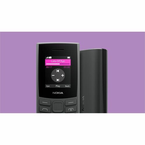 Nokia 105 4G 2nd Edition 128 MB Feature Phone - 4.6 cm (1.8") LCD QQVGA 120 x 160 - 48 MB RAM - 4G - Charcoal - Bar - 2 SI