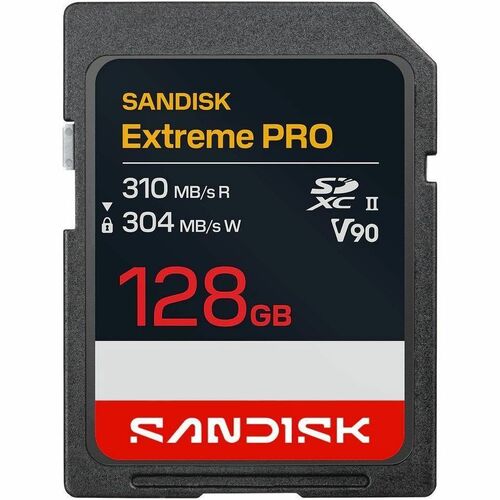 Western Digital Extreme PRO SDSDXDE-128G-GN4IN 128 GB Class 3/UHS-II V90 SDXC - 310 MB/s Read - 304 MB/s Write