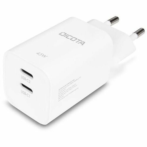 Dicota 45 W AC Adapter - Universal Adapter - 2 USB Type-C - For Notebook, Tablet PC, Smartphone, USB Type C Device, Univer