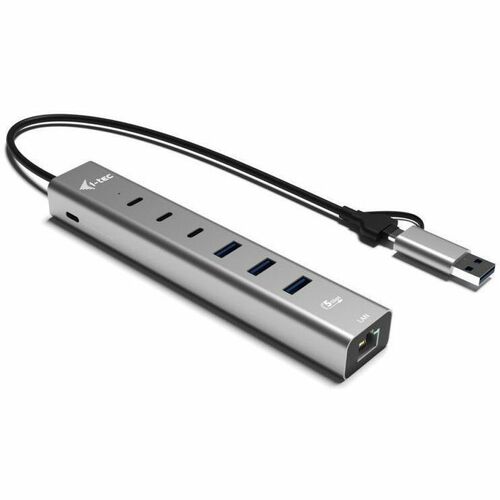 i-tec USB/Ethernet Combo Hub - USB Type A, USB Type C - 640 MB/s - Notebook, Desktop - 7 Total USB Port(s)1 Network (RJ-45