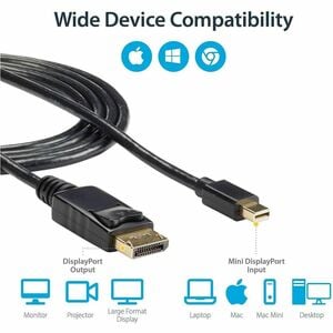 StarTech.com 6ft Mini DisplayPort to DisplayPort 1.2 Cable, 4K x 2K mDP to DisplayPort Adapter Cable, Mini DP to DP Cable 