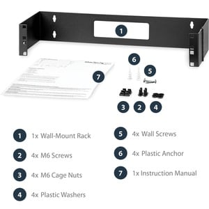 StarTech.com 2 HE 19" Patchpanel Halteung mit Scharnier zur Wandmontage - max. 10 kg Traglast - 1