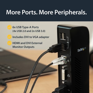StarTech.com Docking station Universale USB3.0 per laptop DVI HDMI - Dual-Monitor con Ethernet audio - 6x Porte USB - 2 Di