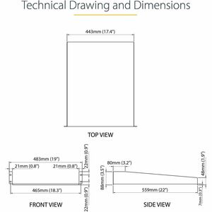StarTech 2U Server Rack Cabinet Shelf, Fixed 22" Deep Cantilever Rackmount Tray for 19" AV/Network Enclosure w/Cage Nuts/S