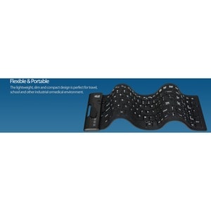 Adesso Antimicrobial Waterproof Flex Keyboard (Compact Size) - Cable Connectivity - USB Interface - 108 Key Home Page, Ema