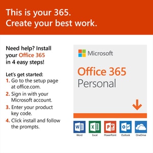 Microsoft 365 Personal - Subscription License - 1 PC/Mac, 1 Person - 12 Month - Non-commercial - Download - Handheld, Mac, PC