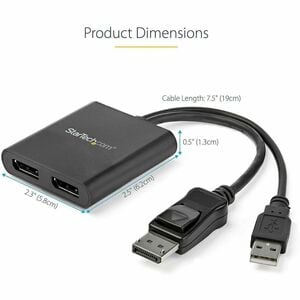 StarTech.com Dual-Monitor DisplayPort 1.2 Splitter, DisplayPort to 2x DP Multi-Monitor Adapter, Dual 4K 30Hz Computer MST 