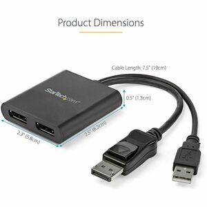 StarTech.com Signalverteiler - Plastik - 3840 × 2160 - 2 m Maximale Betriebsreichweite - DisplayPort - USB