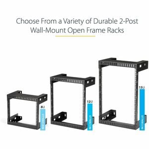 StarTech 2-Post 12U Heavy-Duty Wall-Mount Network Rack, 19" Open Frame Server Rack for Computer Equipment, Wall Mount Data