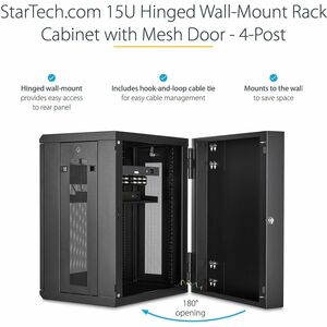 StarTech.com RK1520WALHM. Typ: Wandmontiertes Regal, Rack-Kapazität: 15U, Höchstgewicht (Kapazität): 90 kg, Verbessertes K