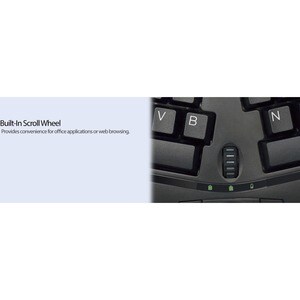 Adesso Tru-Form Media 3150 - 2.4 GHz Wireless Ergo Trackball Keyboard - Wireless Connectivity - RF - Compact - 30 ft - 2.4