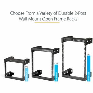 StarTech.com 12U 19" Wall Mount Network Rack, 12" Deep 2 Post Open Frame Server Room Rack for Data/AV/IT/Computer Equipmen